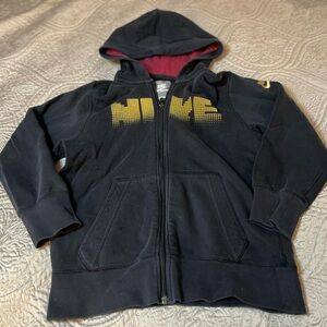Vintage Nike Black Hoodie with Yellow Accents Kids Size 8